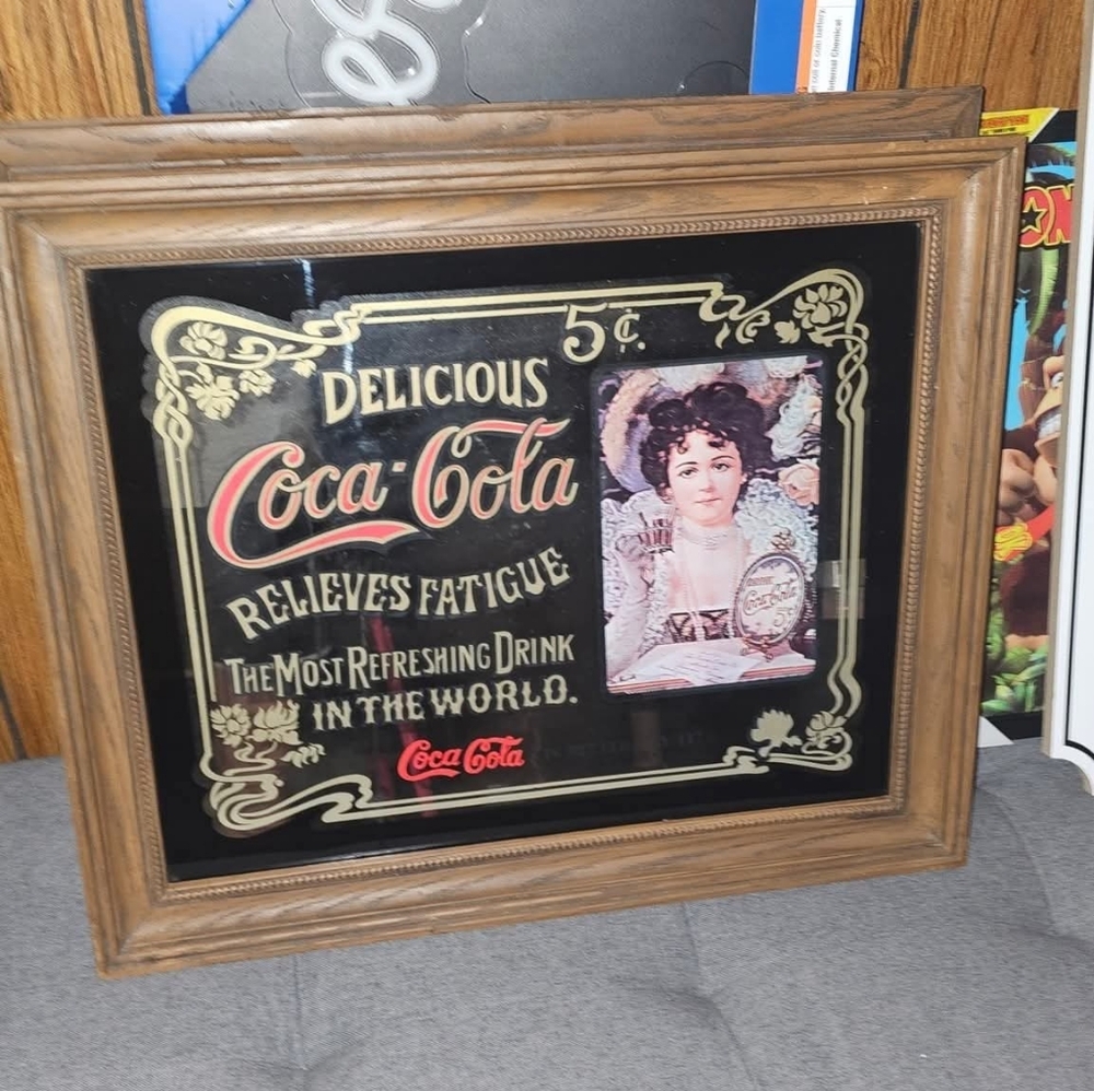 Vtg Vintage Coca-Cola Advertising Mirrored Wall Decor